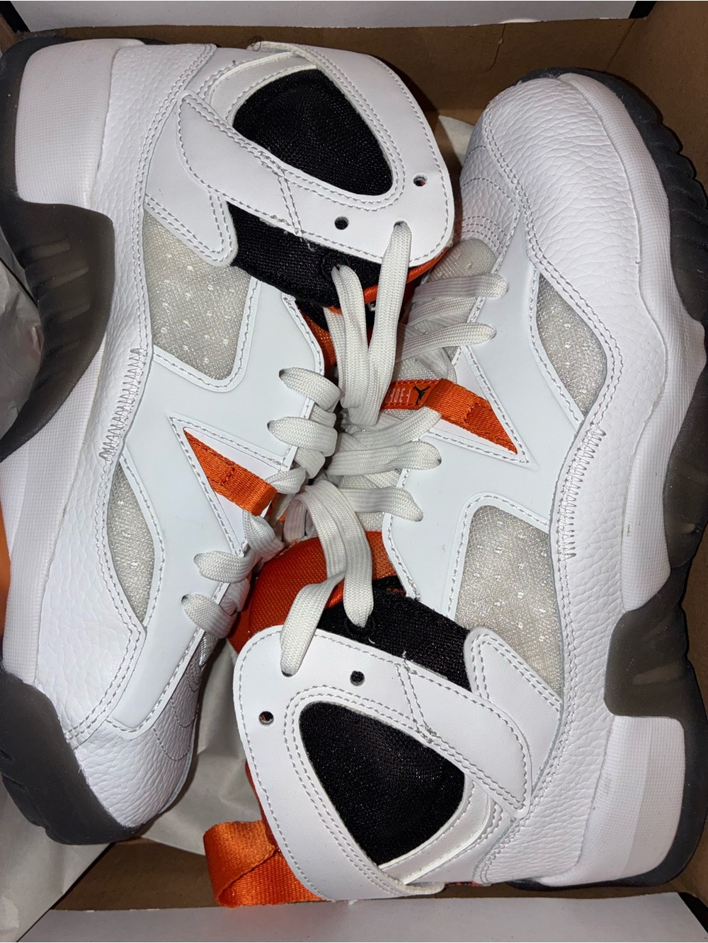 Jordan Kids White, Orange & Black High-Top Sneakers Brand new